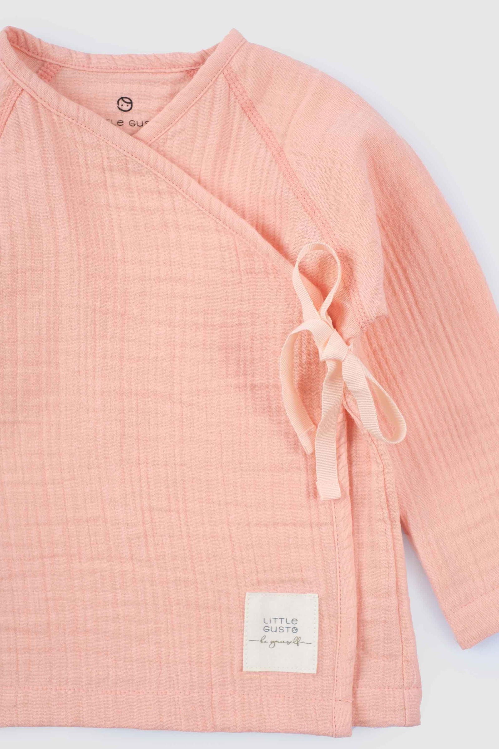 muslin baby trousers elastic waist pink
