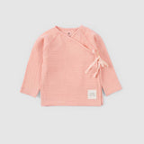 baby kimono wrap top pink detail
