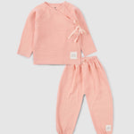 organic cotton baby girl outfit pink muslin
