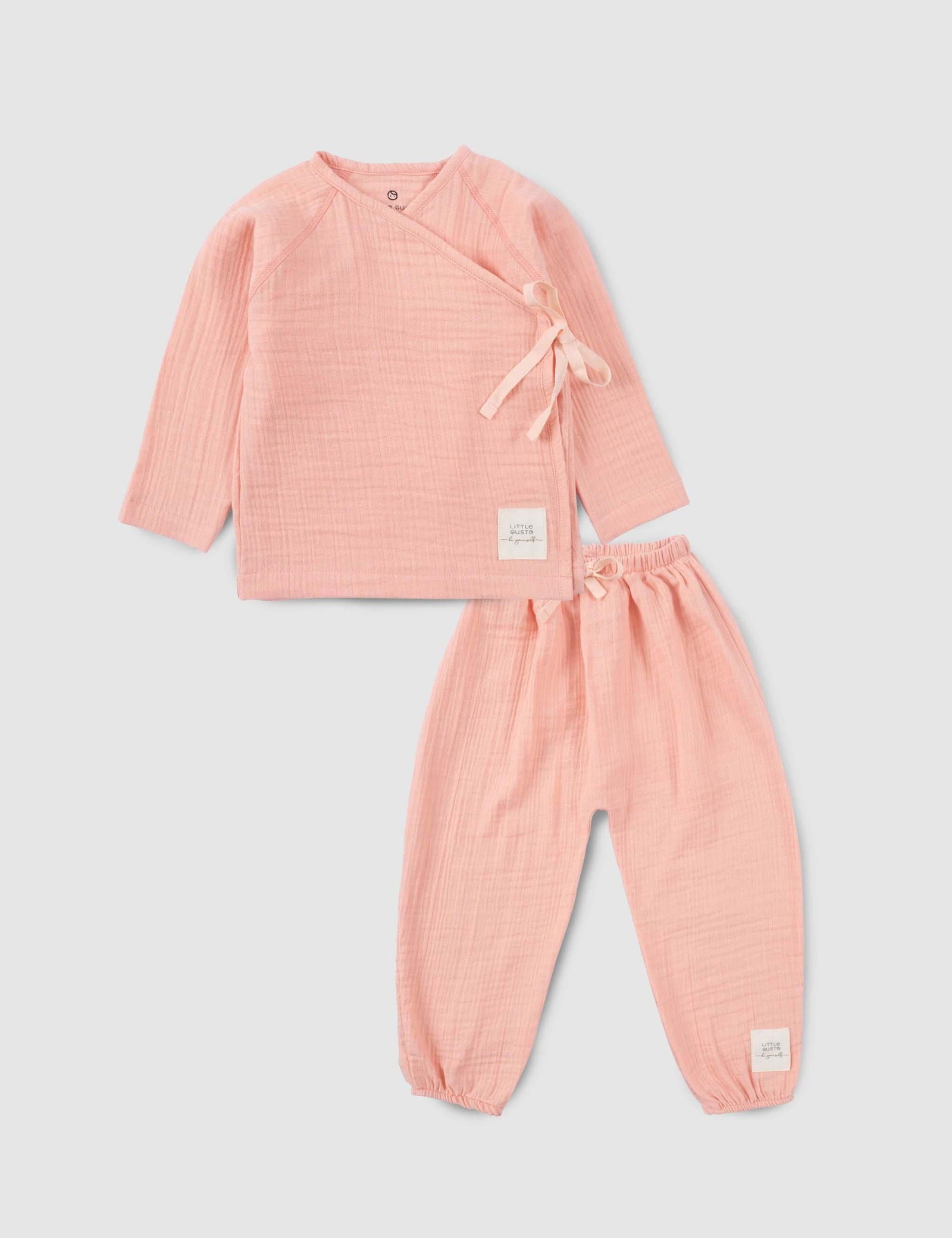 organic cotton baby girl outfit pink muslin
