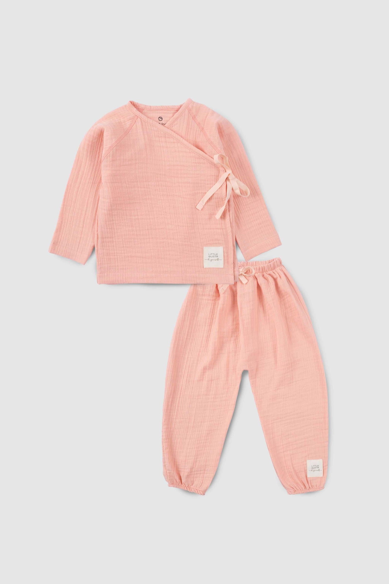organic cotton baby girl outfit pink muslin
