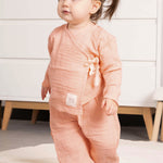 organic muslin baby set pink kimono style
