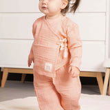 organic muslin baby set pink kimono style
