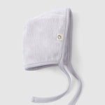 baby bonnet with tie straps grey velour
