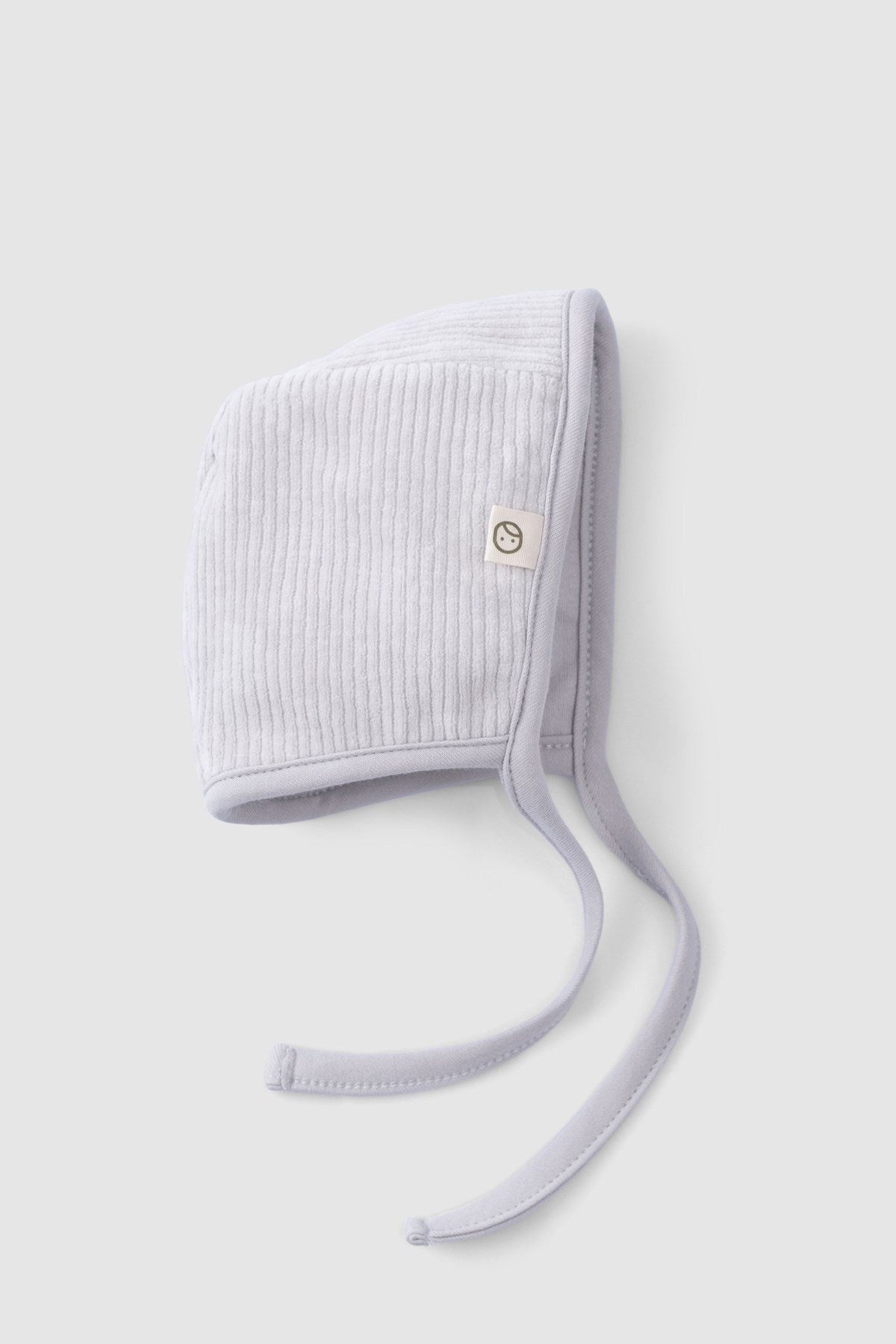 baby bonnet with tie straps grey velour