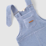 soft ribbed baby overalls blue organic cotton