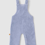 adjustable strap baby dungarees blue velour fabric