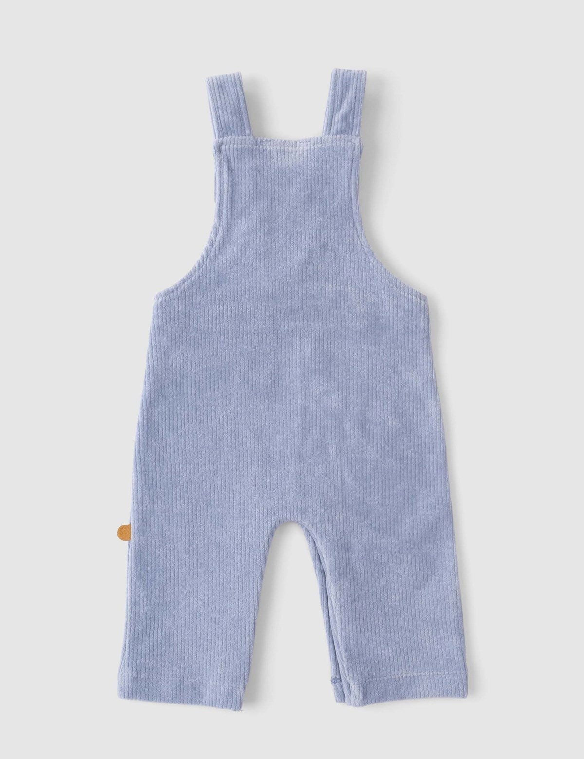 adjustable strap baby dungarees blue velour fabric
