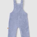 adjustable strap baby dungarees blue velour fabric