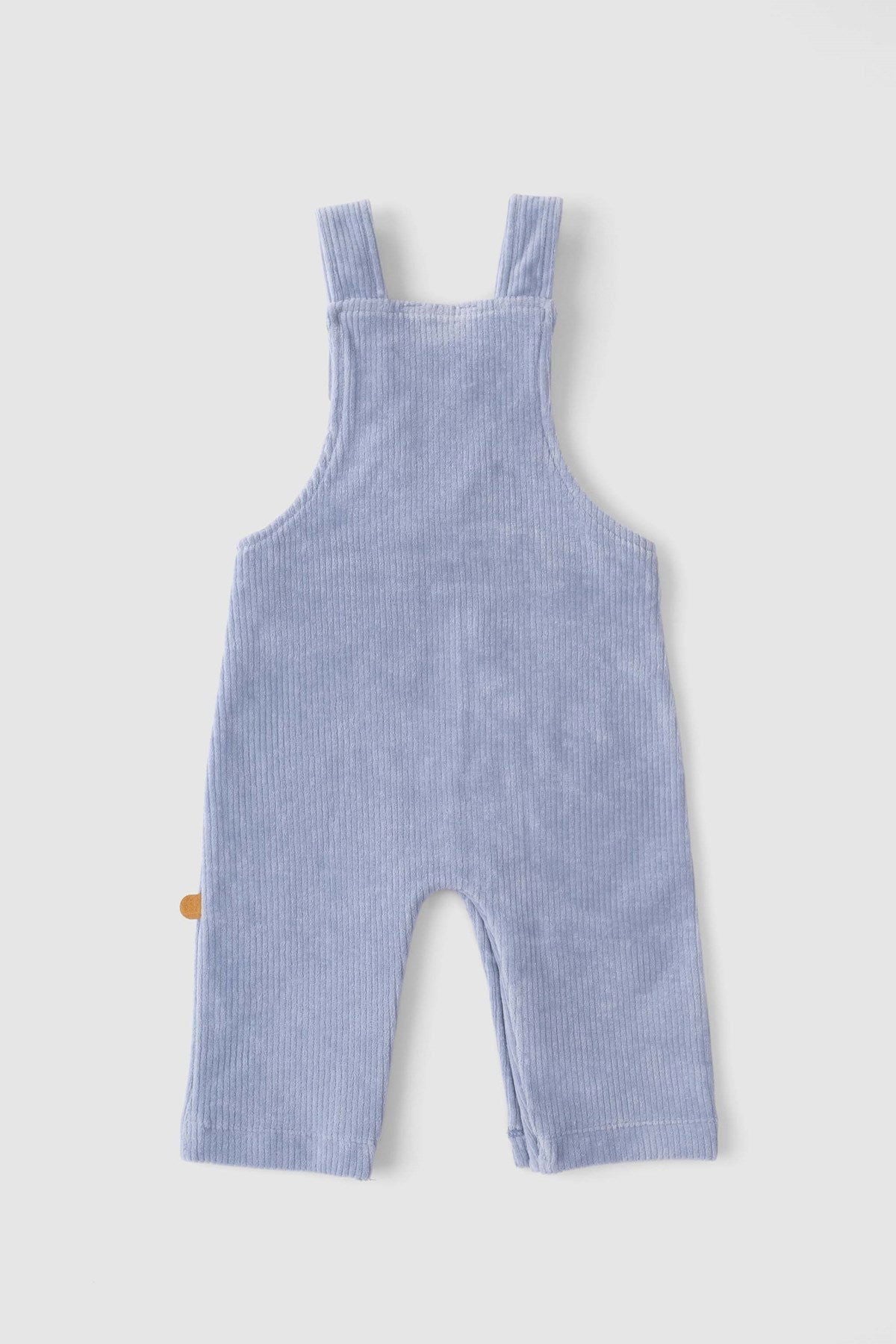 adjustable strap baby dungarees blue velour fabric