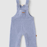 organic cotton blue baby dungarees velour romper