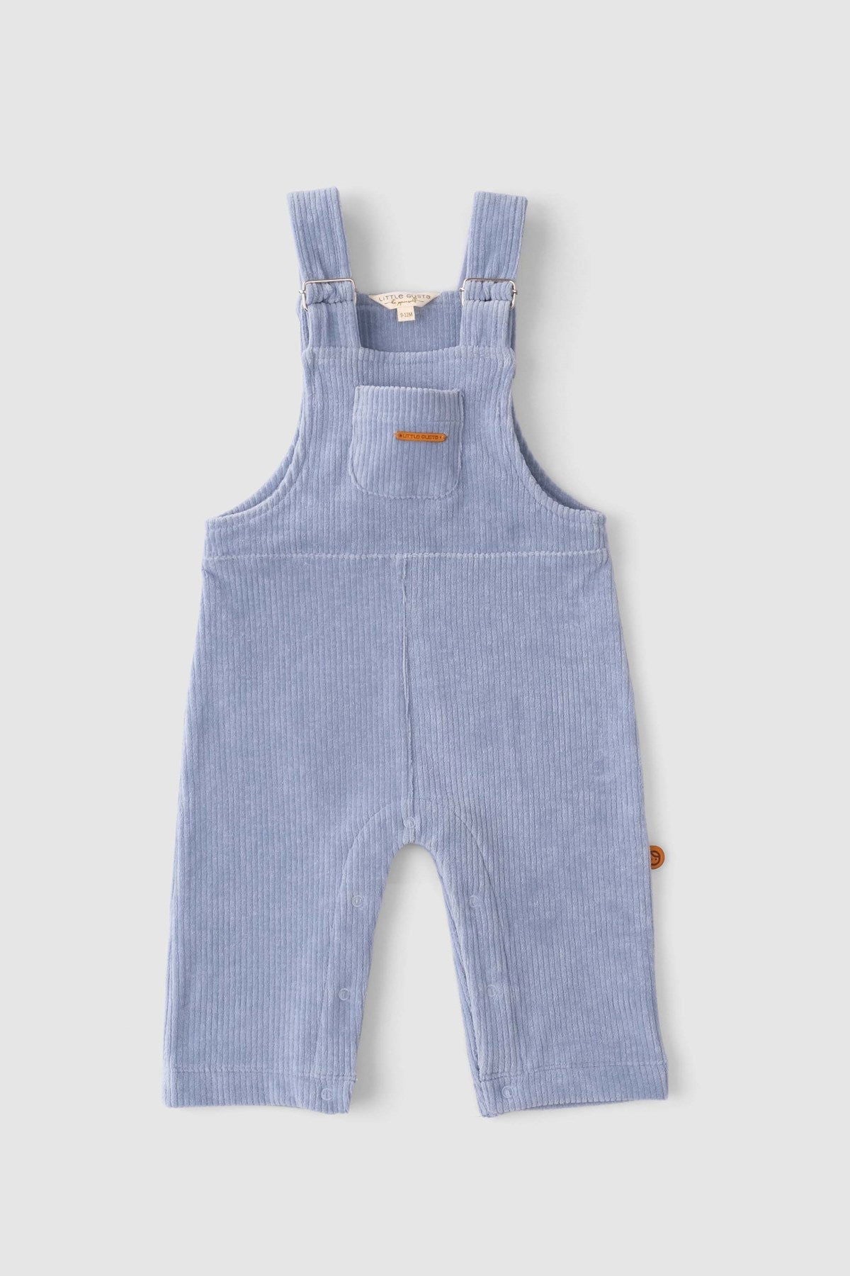 organic cotton blue baby dungarees velour romper