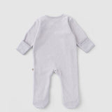 Corduroy Baby Sleepsuit with Built-in Mittens and Feet - Grey