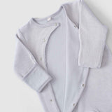 Corduroy Baby Sleepsuit with Built-in Mittens and Feet - Grey