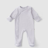 Corduroy Baby Sleepsuit with Built-in Mittens and Feet - Grey