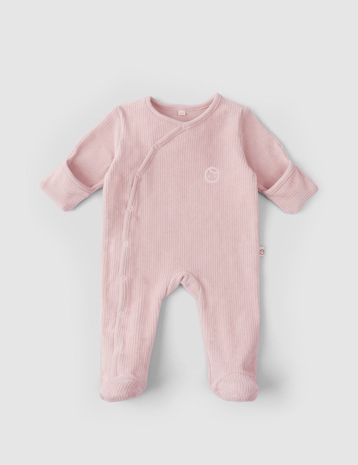 organic velour baby sleepsuit pink
