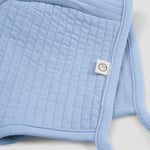 blue ribbed baby bonnet organic cotton textured baby hat
