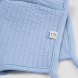 blue ribbed baby bonnet organic cotton textured baby hat