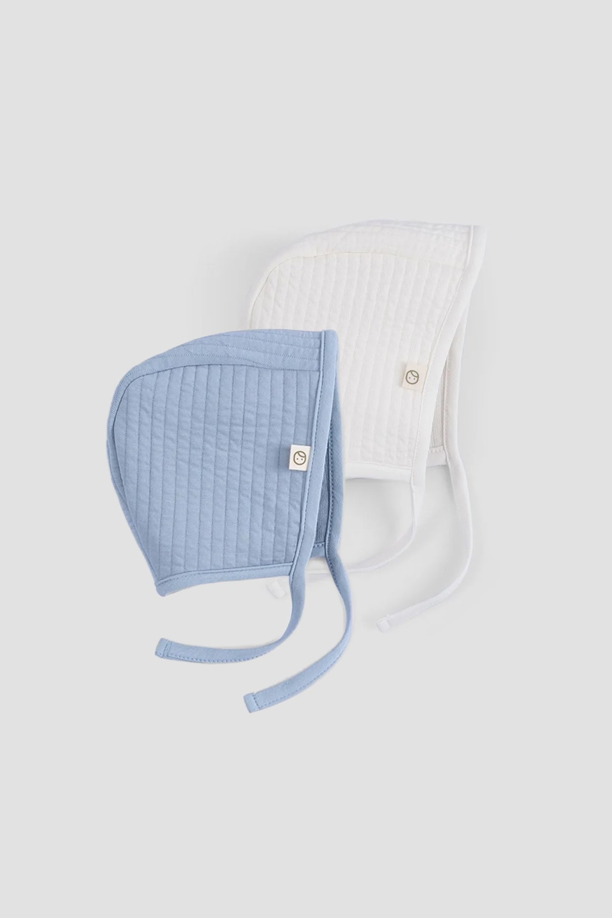 blue baby bonnet with earflaps organic cotton newborn hat