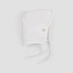 white ribbed baby bonnet organic cotton soft baby hat
