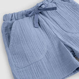 Organic Cotton Muslin Baby Shorts - Blue