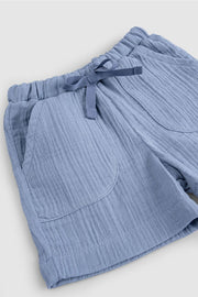 Organic Cotton Muslin Baby Shorts - Blue