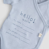 Personalised Organic Cotton Baby Bodysuit - Hello World Blue