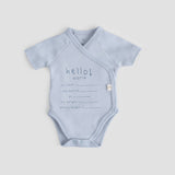 Personalised Organic Cotton Baby Bodysuit - Hello World Blue