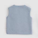 Quilted Organic Cotton Animal Applique Baby Gilet - Blue