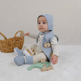 Quilted Organic Cotton Animal Applique Baby Gilet - Blue