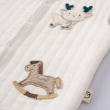 Quilted Organic Cotton Animal Applique Baby Gilet - Ecru