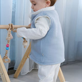 Reversible Quilted Baby Gilet - Blue