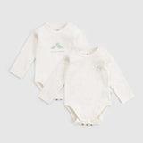 Twig Organic Cotton 2 Pack Long Sleeve Baby Bodysuits - Ecru