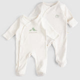 Twig Organic Cotton Sleepsuit 2 Pack - Ecru