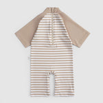 baby rash guard brown striped short sleeve
