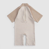 baby rash guard brown striped short sleeve