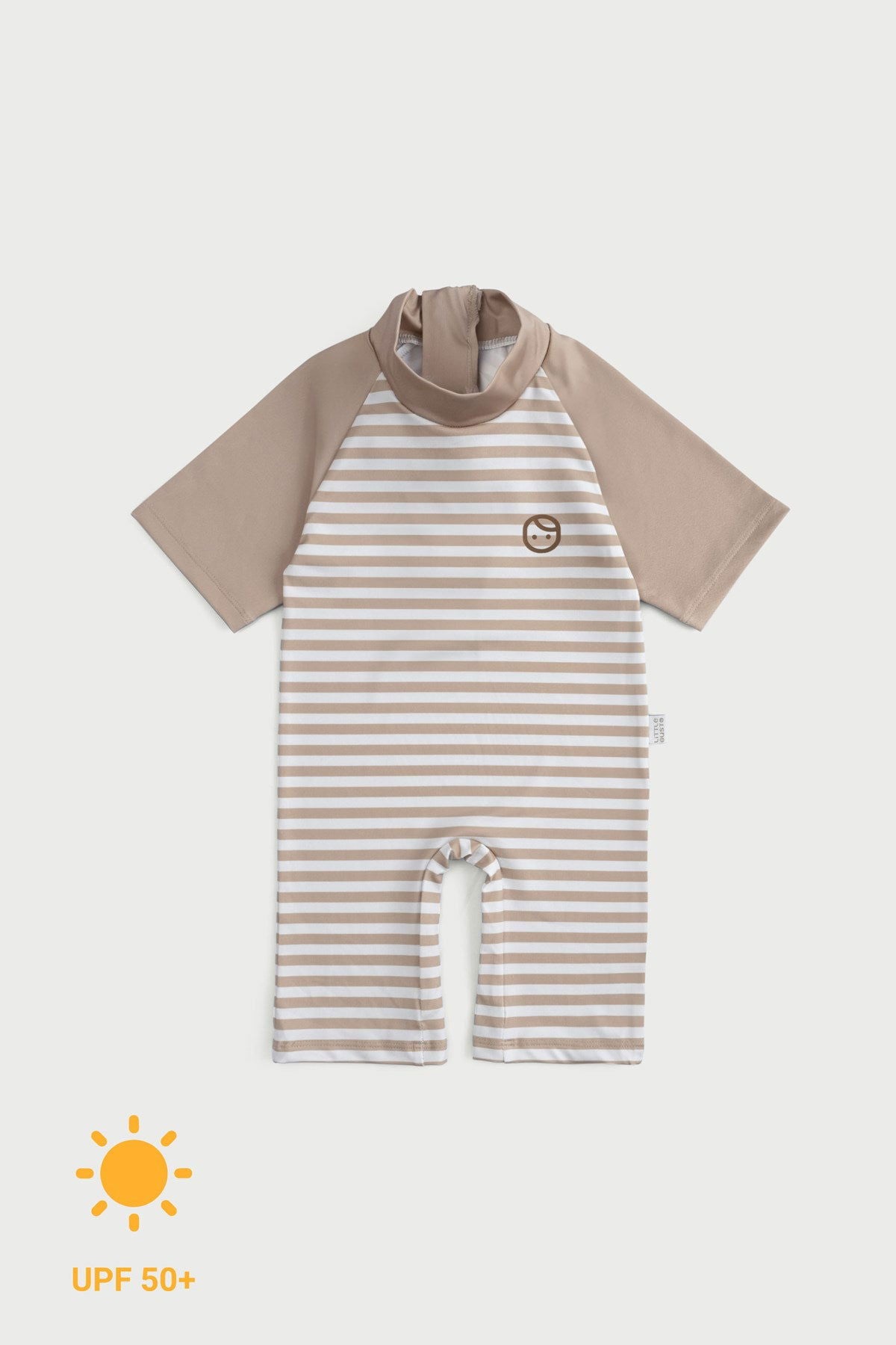 baby sunsuit zipper detail brown striped