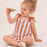 Organic Cotton Muslin Dungaree Dress – Orange Stripe