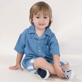Organic Cotton Muslin Shirt & Shorts Set – Blue