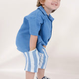 Organic Cotton Muslin Shirt & Shorts Set – Blue