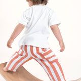 Organic Cotton Muslin Baby Trousers – Orange Stripe