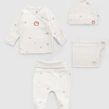 4-Piece Organic Cotton Newborn Coming Home Set – White
